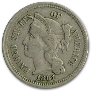 Buy 1881 3 Cent Nickel VF