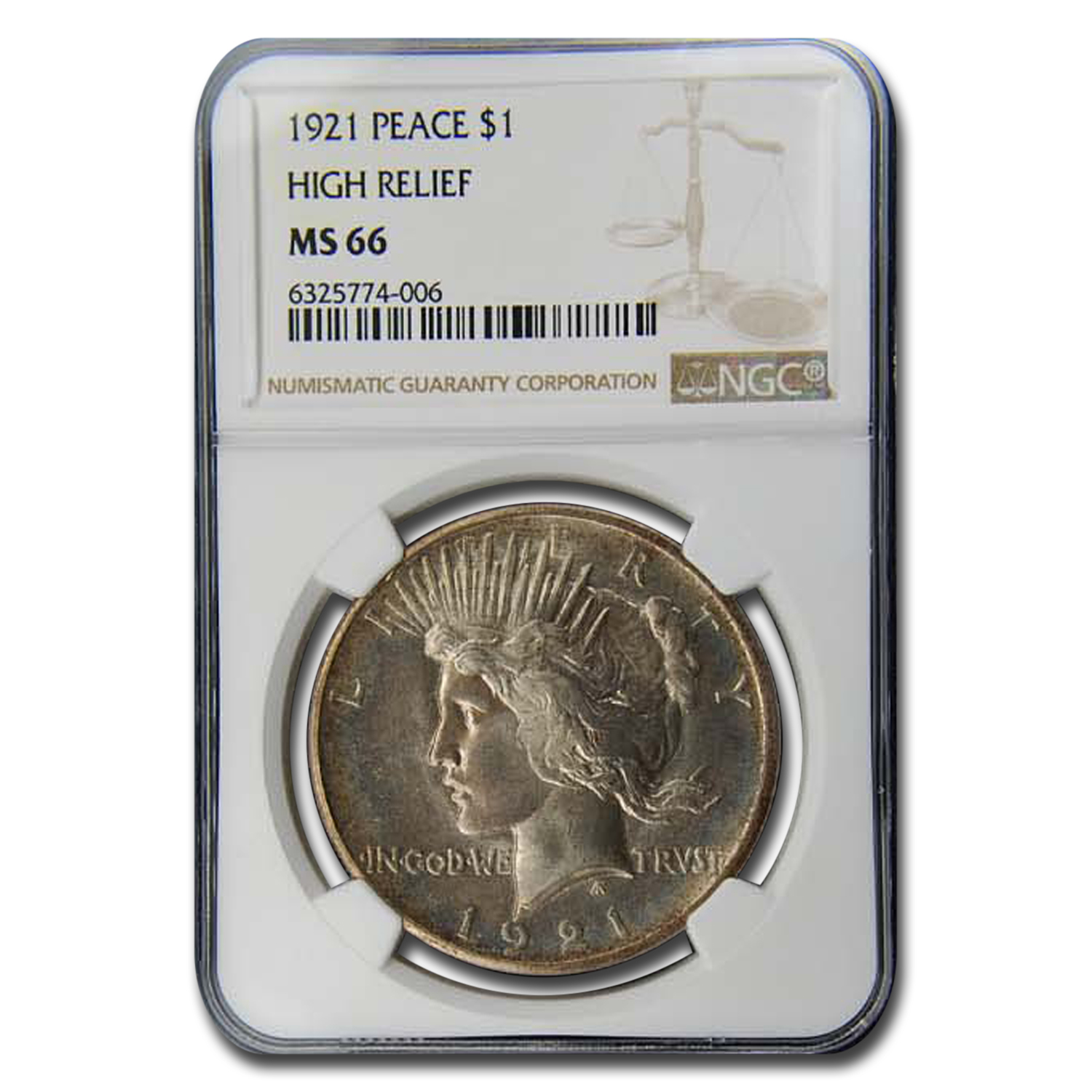 Buy 1921 Peace Dollar MS-66 NGC