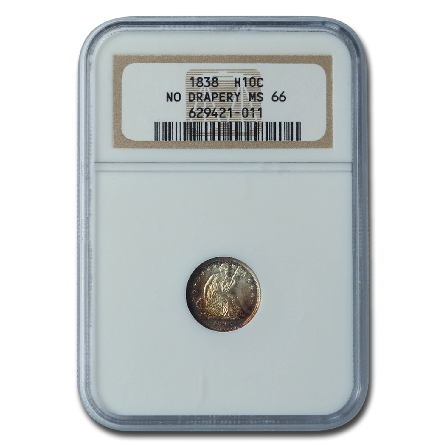 Buy 1838 Liberty Seated Half Dime MS-66 NGC (Large Stars, No Drapery) - Click Image to Close