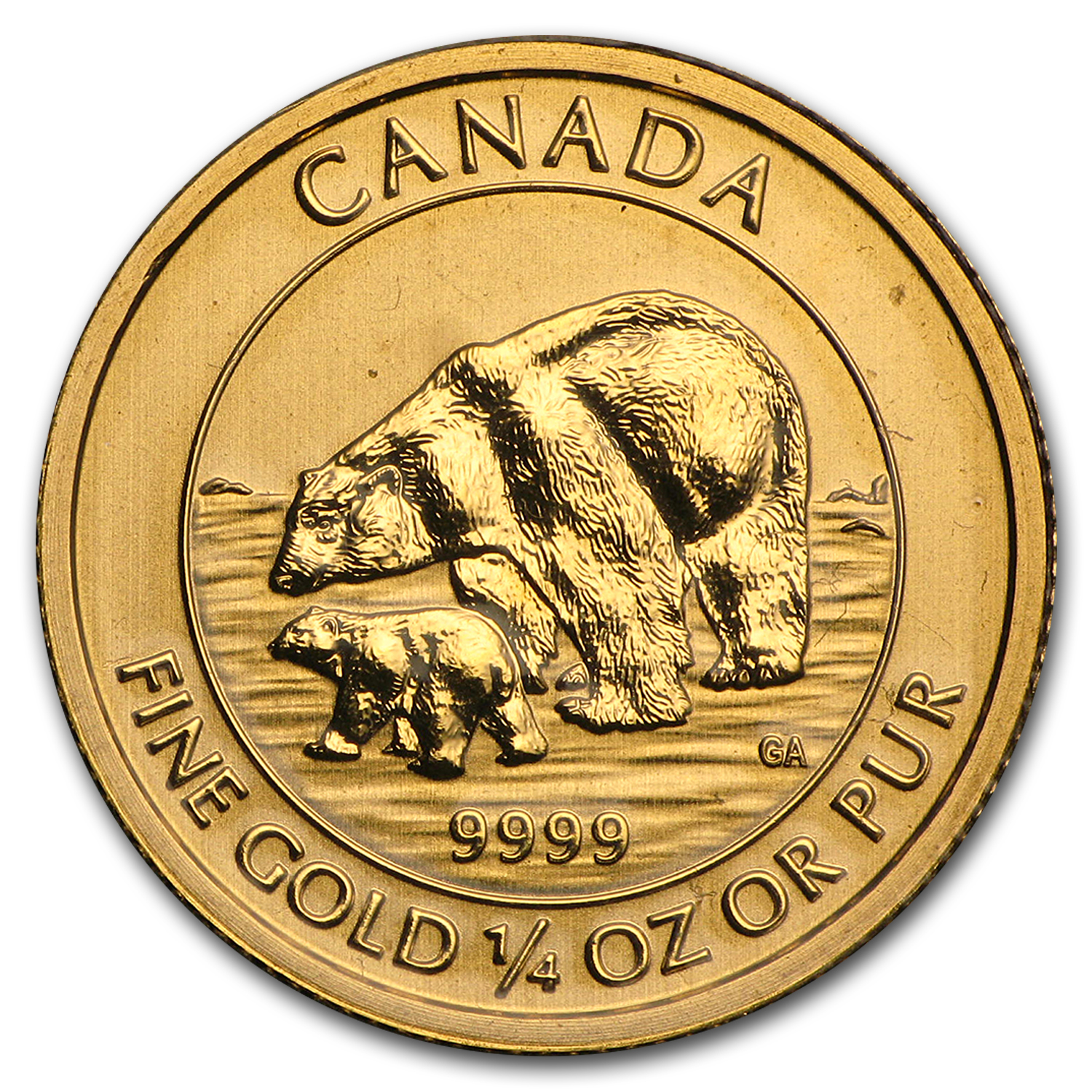Buy 2015 Canada 1/4 oz BU Gold $10 Polar Bear and Cub - Click Image to Close