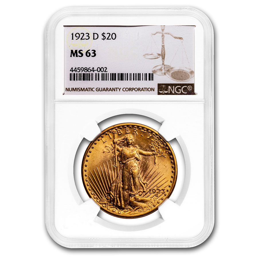 Buy 1923-D $20 Saint-Gaudens Gold Double Eagle MS-63 NGC