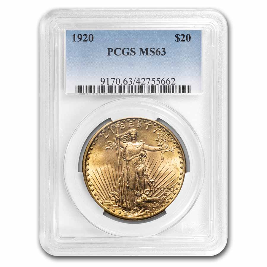 Buy 1920 $20 Saint-Gaudens Gold Double Eagle MS-63 PCGS