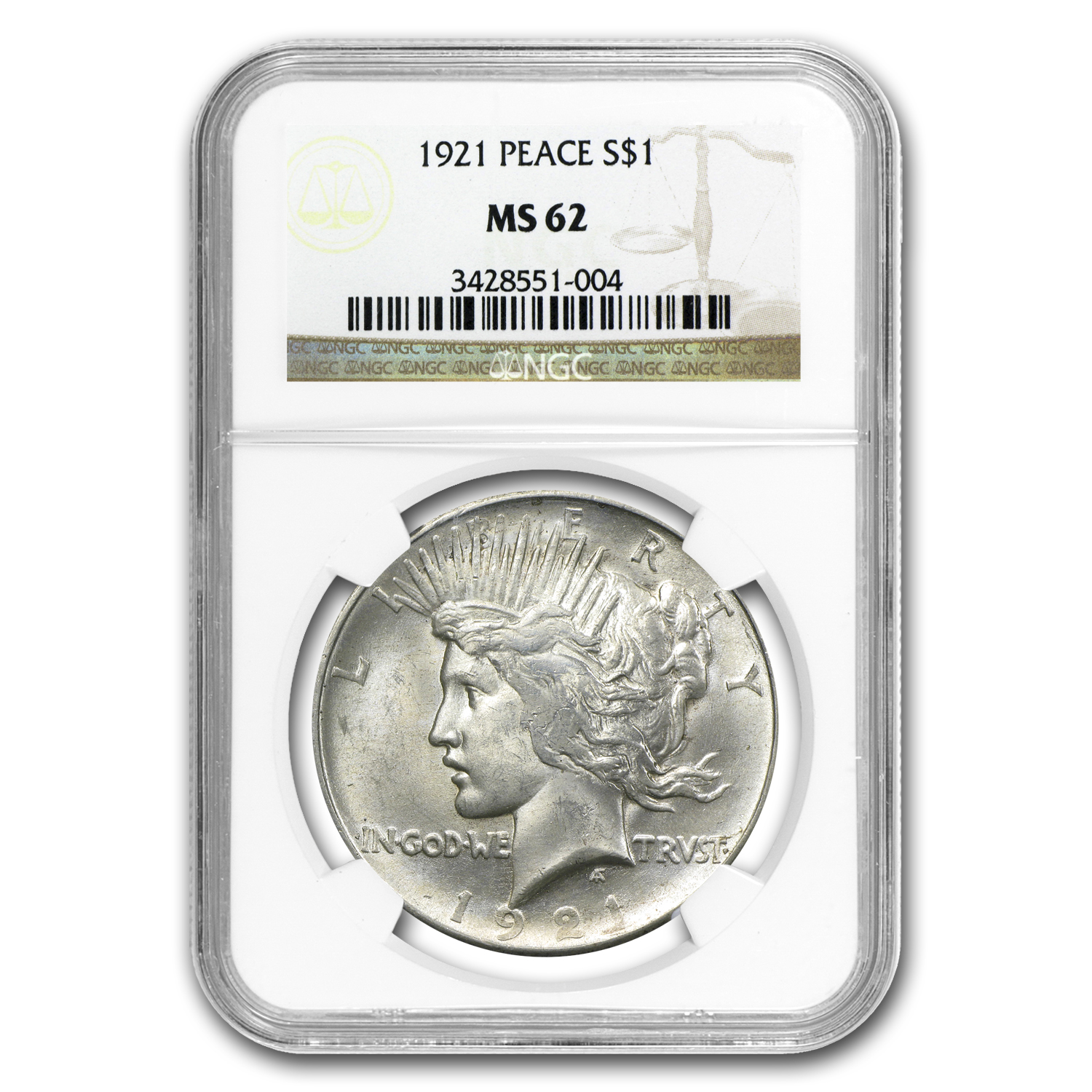 Buy 1921 Peace Dollar MS-62 NGC