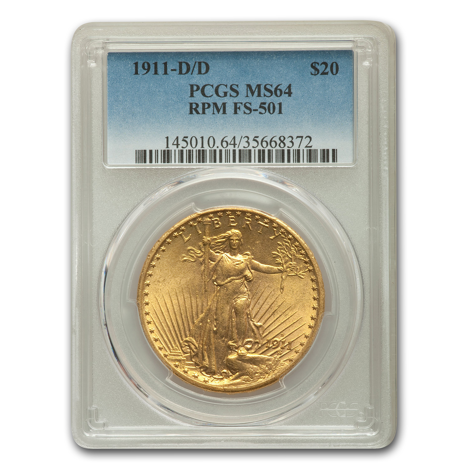 Buy 1911-D/D $20 Saint-Gaudens Gold MS-64 PCGS (FS-501)