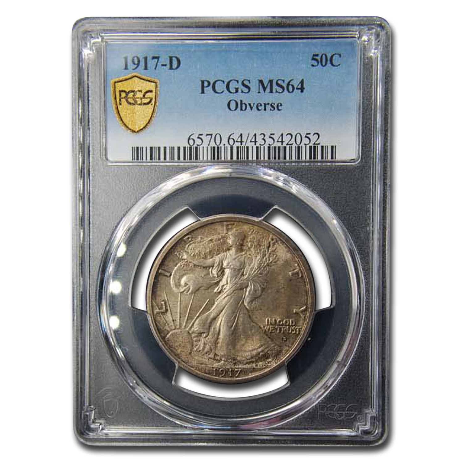 Buy 1917-D Obverse Walking Liberty Half Dollar MS-64 PCGS