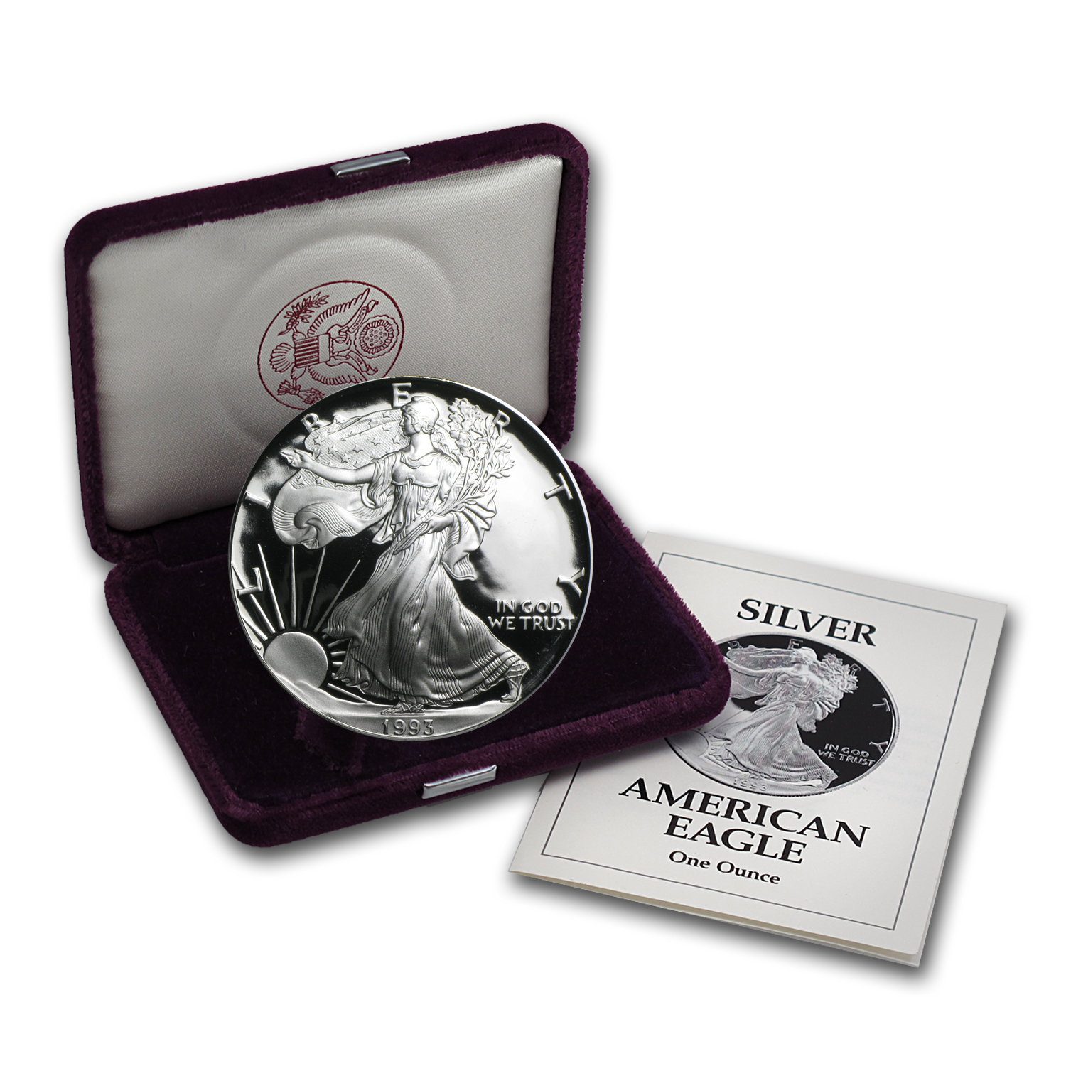 Buy 1993-P 1 oz Proof American Silver Eagle (w/Box & COA)