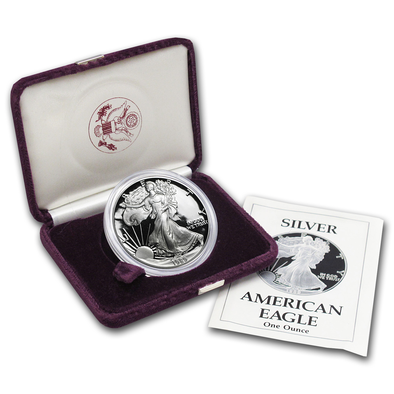 Buy 1989-S 1 oz Proof American Silver Eagle (w/Box & COA)