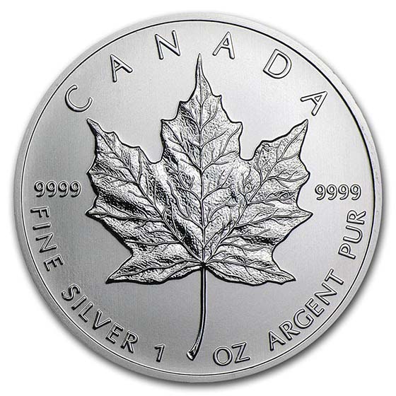 Buy 1 oz Canadian Silver Maple Leaf Coin BU (Random Year)