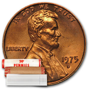 Buy 1975-D Lincoln Cent 50-Coin Roll BU