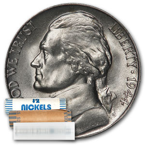 Buy 1944-S 35% Silver Wartime Jefferson Nickel Roll BU