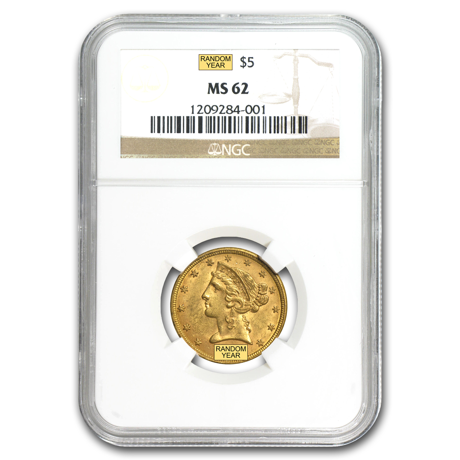 Buy $5 Liberty Gold Half Eagle MS-62 NGC