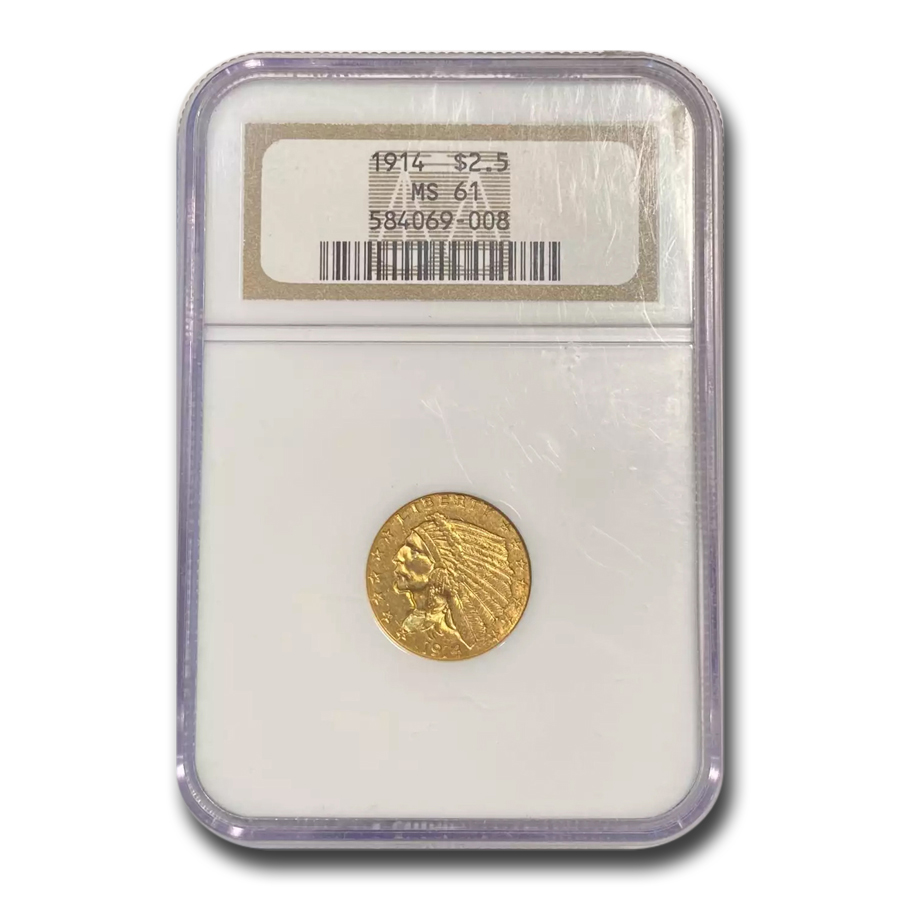 Buy 1914 $2.50 Indian Gold Quarter Eagle MS-61 NGC