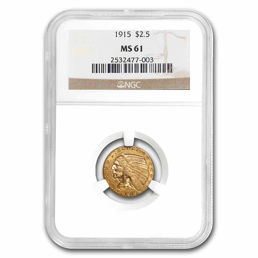Buy 1915 $2.50 Indian Gold Quarter Eagle MS-61 NGC