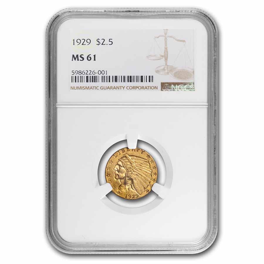 Buy 1929 $2.50 Indian Gold Quarter Eagle MS-61 NGC - Click Image to Close