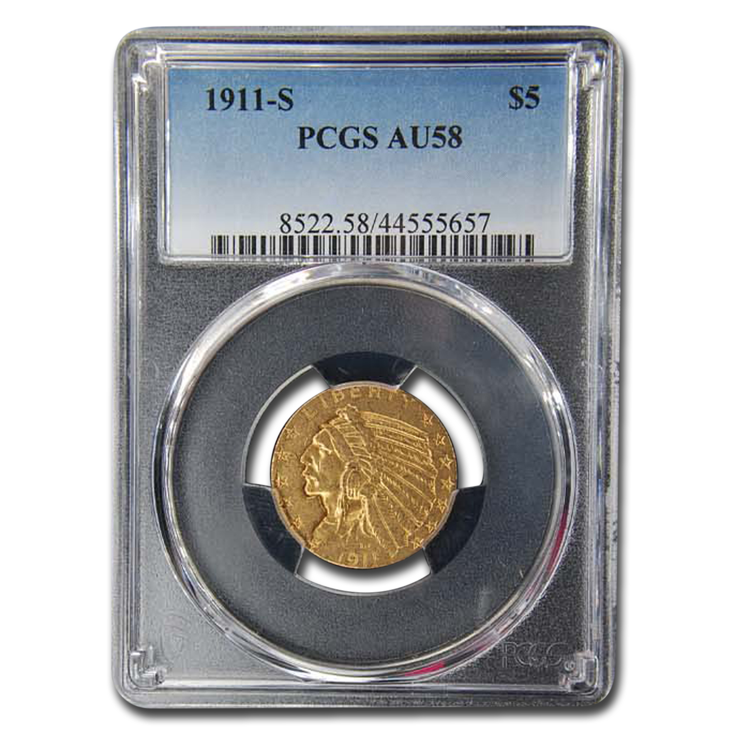 Buy 1911 $5 Indian Half Eagle AU-58 PCGS - Click Image to Close