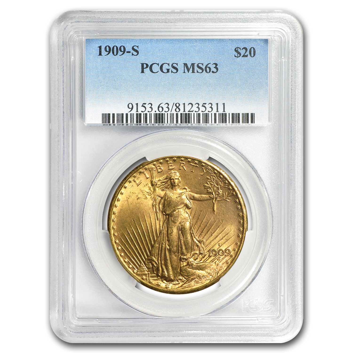 Buy 1909-S $20 Saint-Gaudens Gold Double Eagle MS-63 PCGS