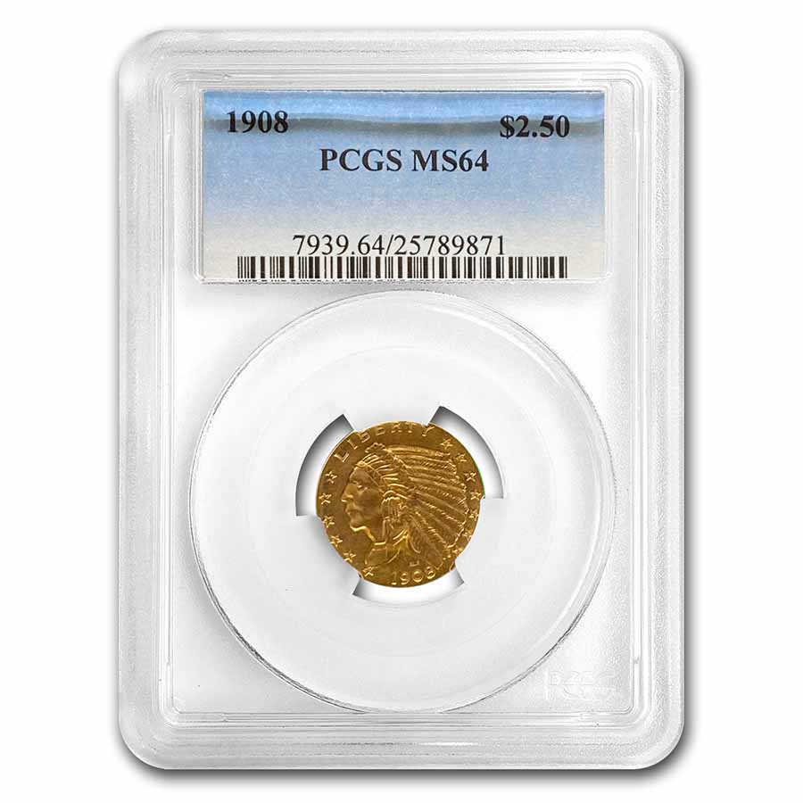 Buy 1908 $2.50 Indian Gold Quarter Eagle MS-64 PCGS