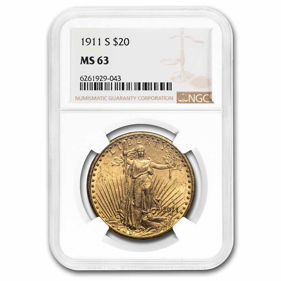 Buy 1911-S $20 Saint-Gaudens Gold Double Eagle MS-63 NGC