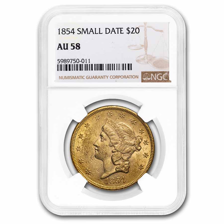 Buy 1854 $20 Liberty Double Eagle AU-58 NGC (Small Date) - Click Image to Close