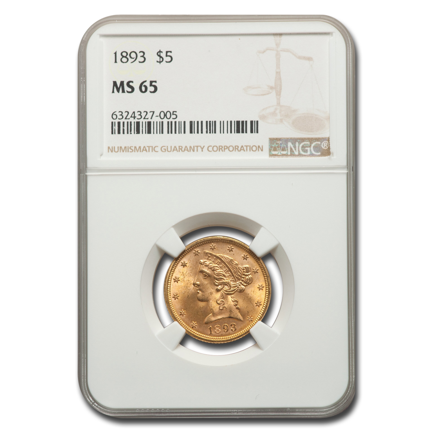 Buy 1893 $5 Liberty Gold Half Eagle MS-65 NGC - Click Image to Close