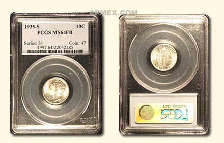 Buy 1935-S Mercury Dime MS-64 PCGS (FSB) - Click Image to Close