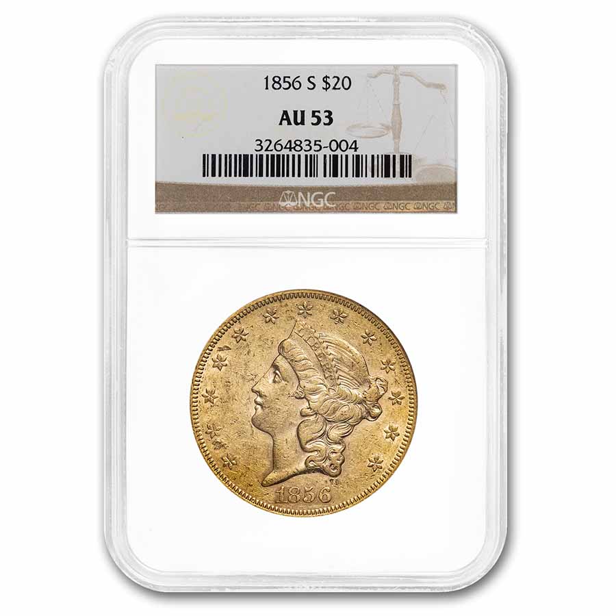 Buy 1856-S $20 Liberty Gold Double Eagle AU-53 NGC