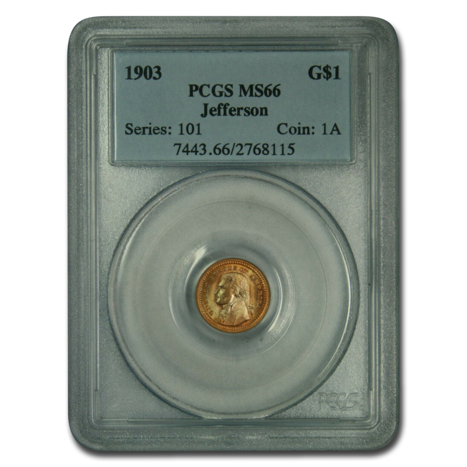 Buy 1903 Gold $1.00 Louisiana Purchase Jefferson MS-66 PCGS