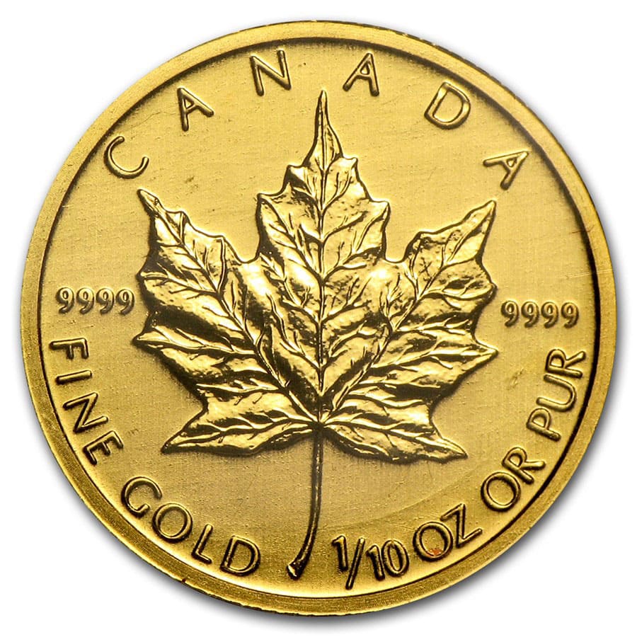 Buy Canada 1/10 oz Gold Maple Leaf (Random Year) - Click Image to Close