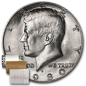 Buy 1980-D Kennedy Half Dollar 20-Coin Roll BU