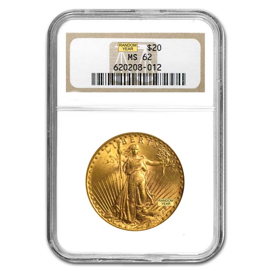 Buy $20 Saint-Gaudens Gold Double Eagle MS-62 NGC (Random)