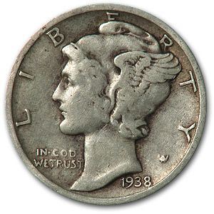 Buy 1938-S Mercury Dime Avg Circ