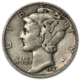 Buy 1941 Mercury Dime XF - Click Image to Close