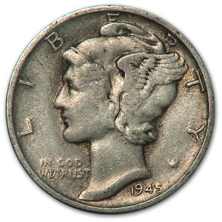 Buy 1945-S Mercury Dime XF (Micro-S)