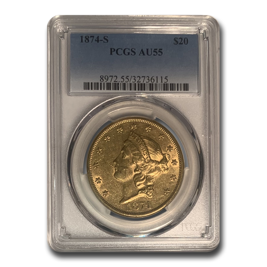 Buy 1874-S $20 Liberty Gold Double Eagle AU-55 PCGS - Click Image to Close