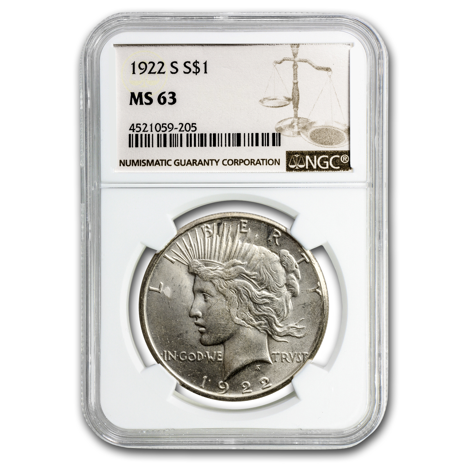 Buy 1922-S Peace Dollar MS-63 NGC