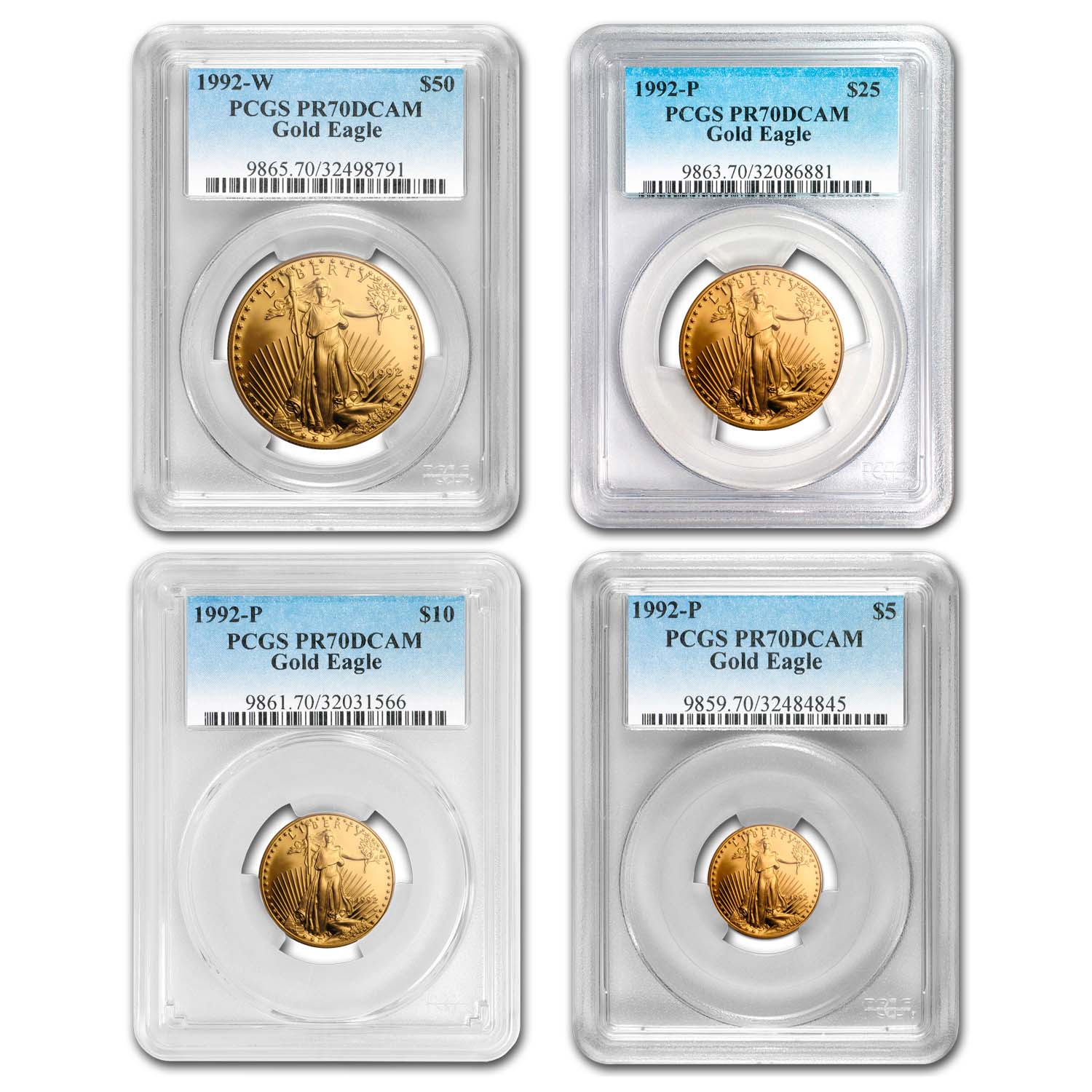 Buy 1992 4-Coin Proof American Gold Eagle Set PR-70 PCGS