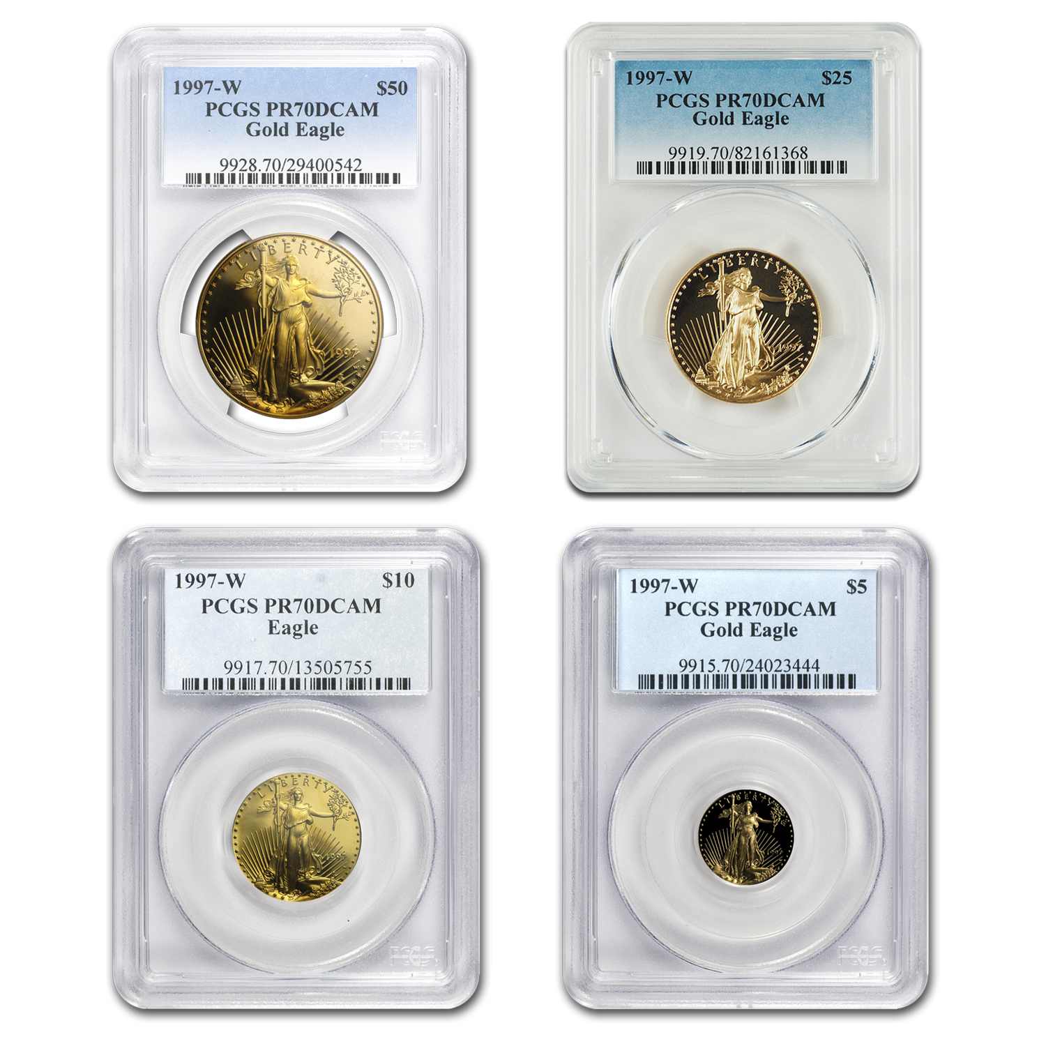Buy 1997-W 4-Coin Proof American Gold Eagle Set PR-70 PCGS