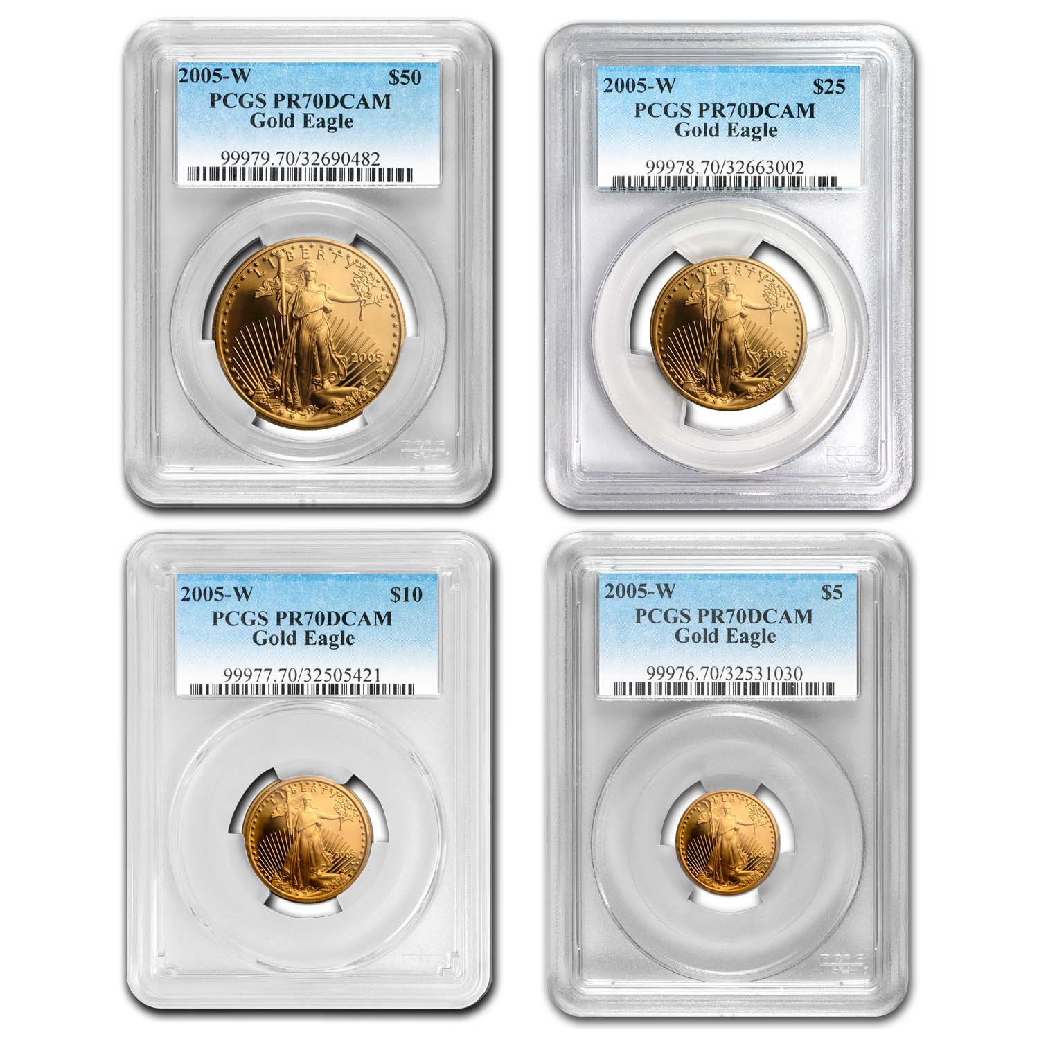 Buy 2005-W 4-Coin Proof American Gold Eagle Set PR-70 PCGS