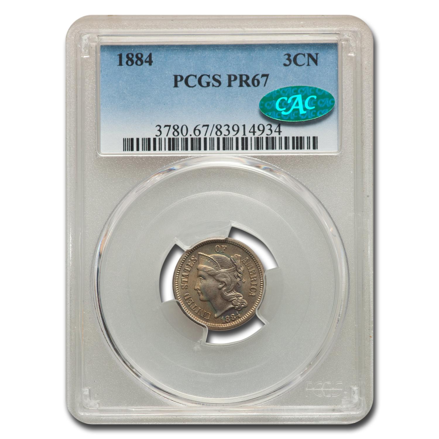 Buy 1884 Three Cent Nickel PR-67 PCGS CAC - Click Image to Close
