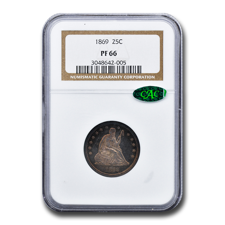 Buy 1869 Liberty Seated Quarter PF-66 NGC CAC