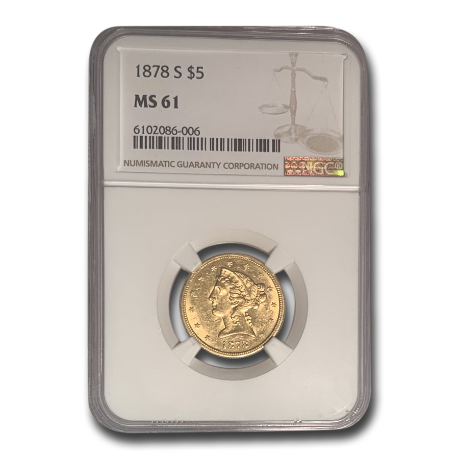 Buy 1878-S $5 Liberty Gold Half Eagle MS-61 NGC