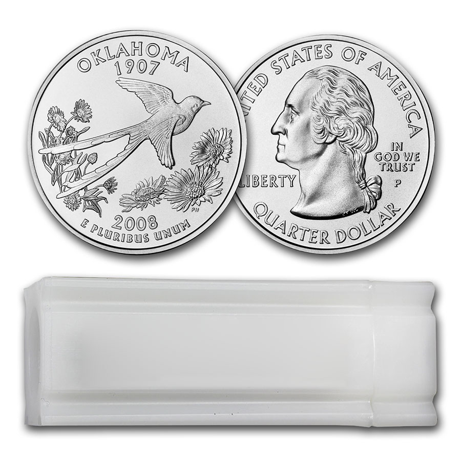Buy 2008-P Oklahoma Statehood Quarter 40-Coin Roll BU