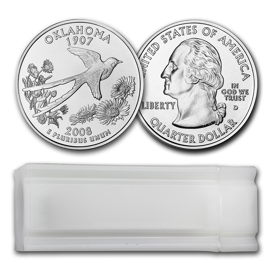 Buy 2008-D Oklahoma Statehood Quarter 40-Coin Roll BU