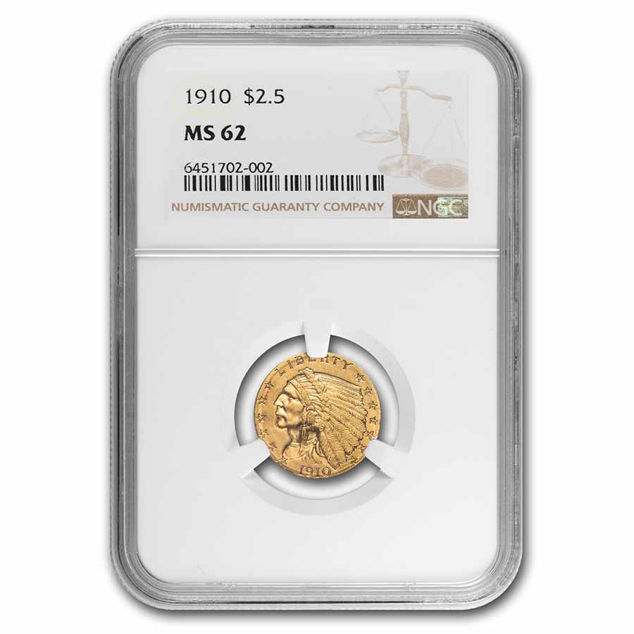 Buy 1910 $2.50 Indian Gold Quarter Eagle MS-62 NGC
