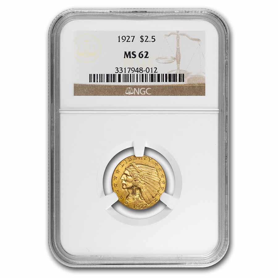 Buy 1927 $2.50 Indian Gold Quarter Eagle MS-62 NGC - Click Image to Close