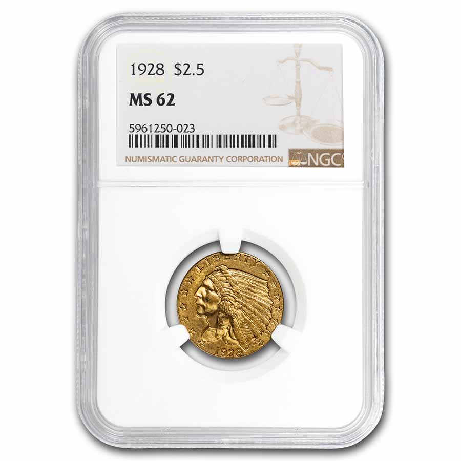 Buy 1928 $2.50 Indian Gold Quarter Eagle MS-62 NGC