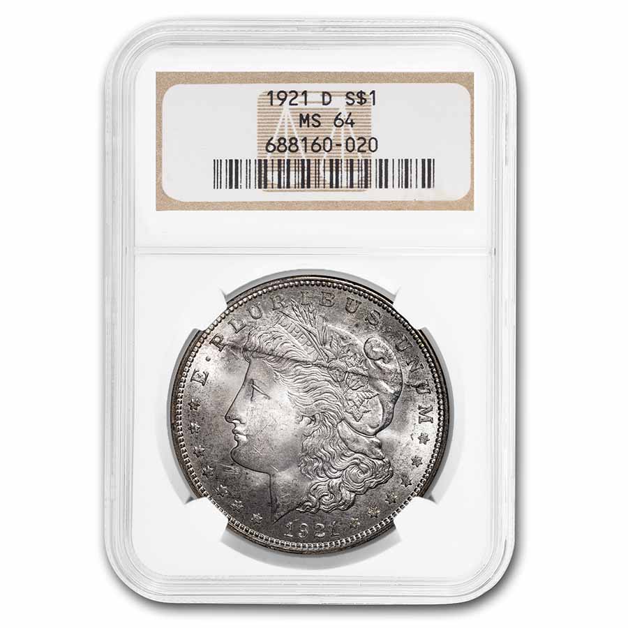 Buy 1921-D Morgan Silver Dollar MS-64 NGC