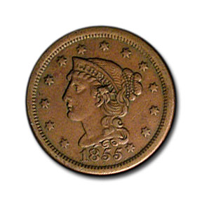 Buy 1855 Large Cent Knob on Ear & Slanted 5's XF