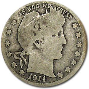 Buy 1911-S Barber Quarter Good