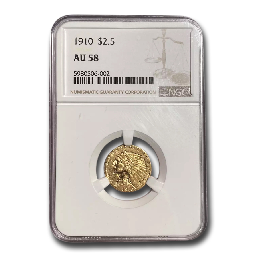 Buy 1910 $2.50 Indian Gold Quarter Eagle AU-58 NGC - Click Image to Close